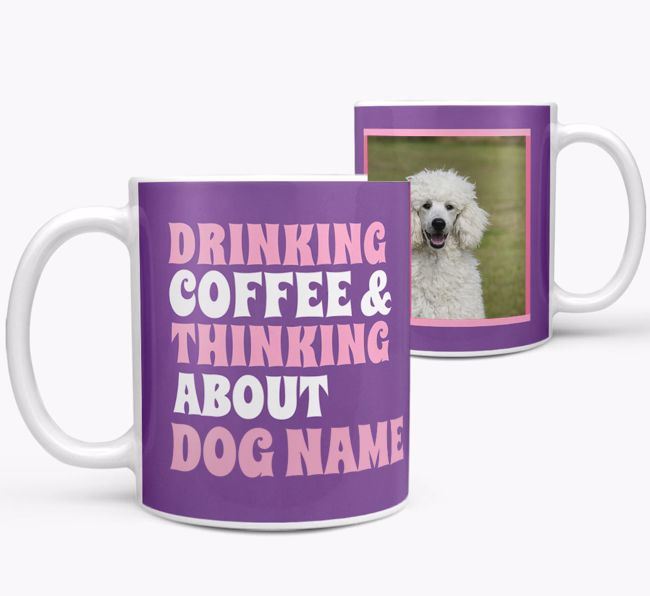 'Drinking Coffee...' - Personalized {breedFullName} Photo Upload Mug